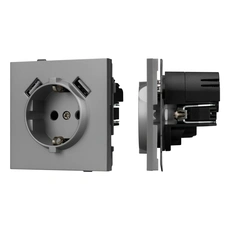 Изображение Механизм розетки с USB зарядкой SCT-TENDO-MUAA-PL-GR (230V, 16A) (Arlight, Графитовый матовый)